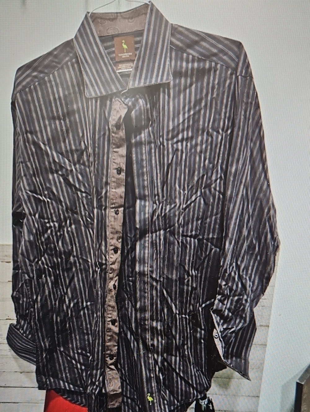 Tailorbyrd Black and Gray Striped Dress Shirt